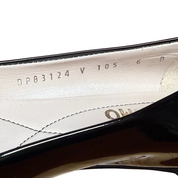 SALVATORE FERRAGAMO Varina Women Size 6B Black Leather Patent Ballet Flats Italy - Picture 13 of 15